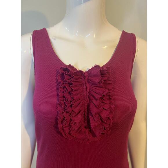 Loft Ann Taylor Women's Size L Sleeveless Tank Top Purple Magenta Ruffle Front - Picture 13 of 15
